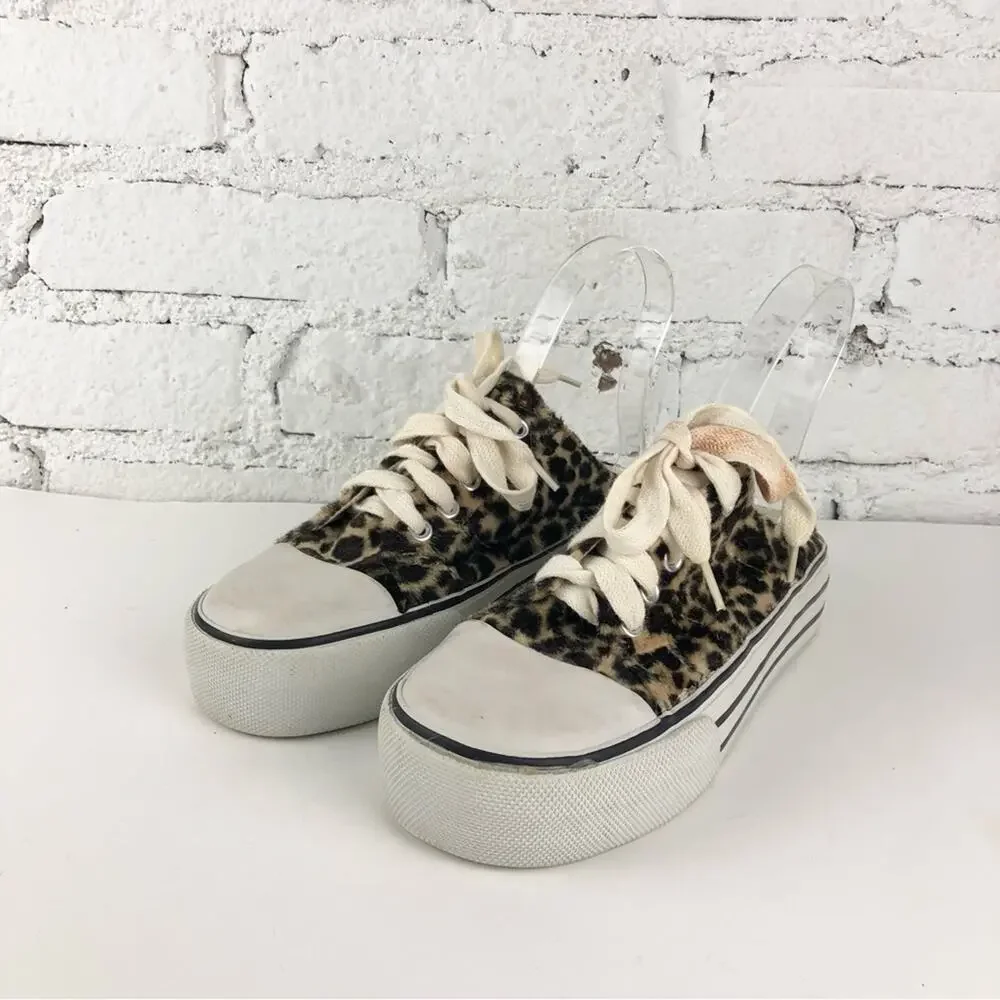 Vintage 90's No Boundaries Faux Fur Platform Slide Sneakers